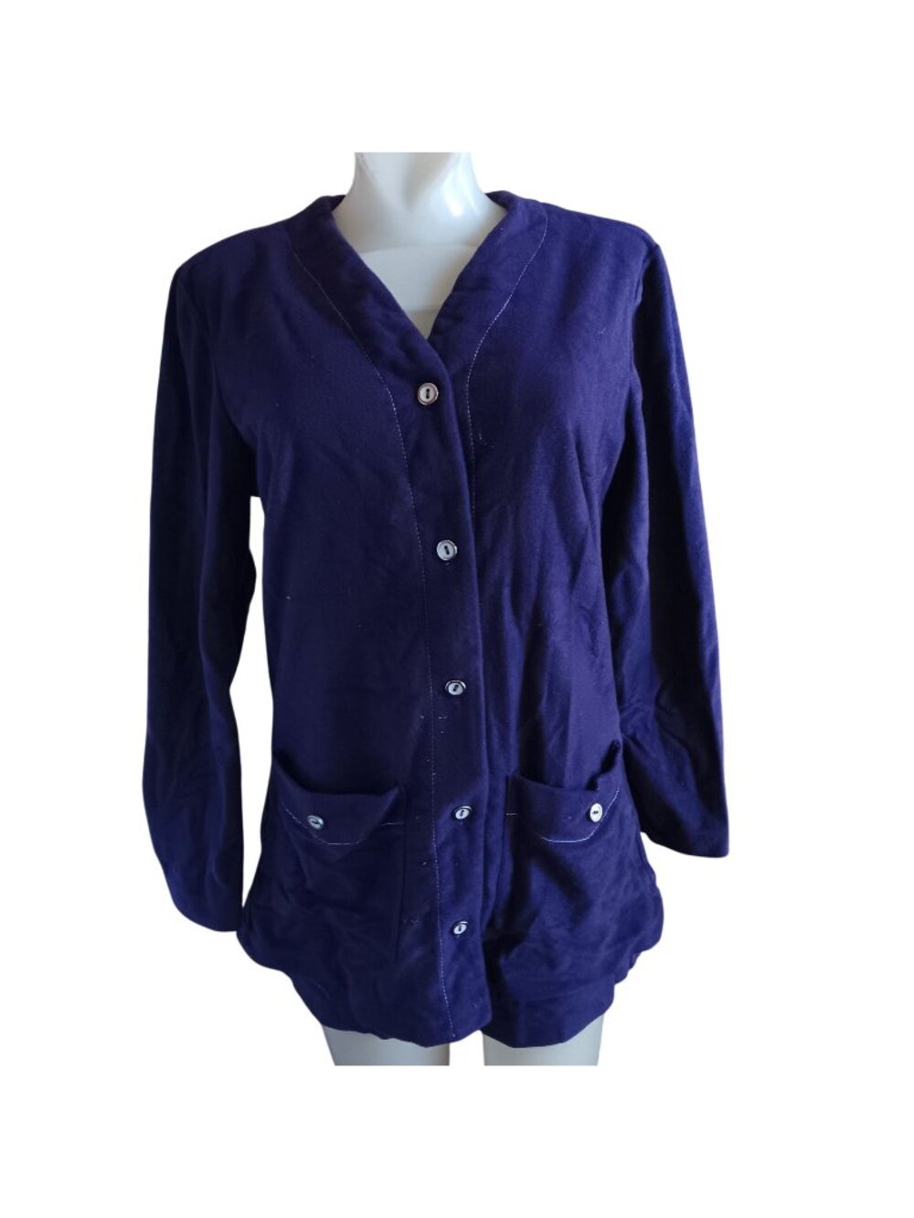 Medium Vintage Women's Velour Set Blouse Shorts 1960's Mod Royal Purple Mod